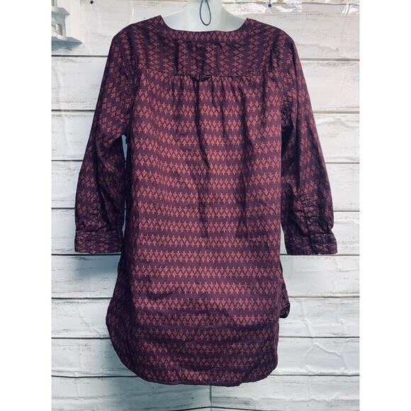 Duluth Trading Co Womens L Blouse 4 Pockets 3/4 Slv Maroon Rust Full Button EUC - Picture 2 of 14